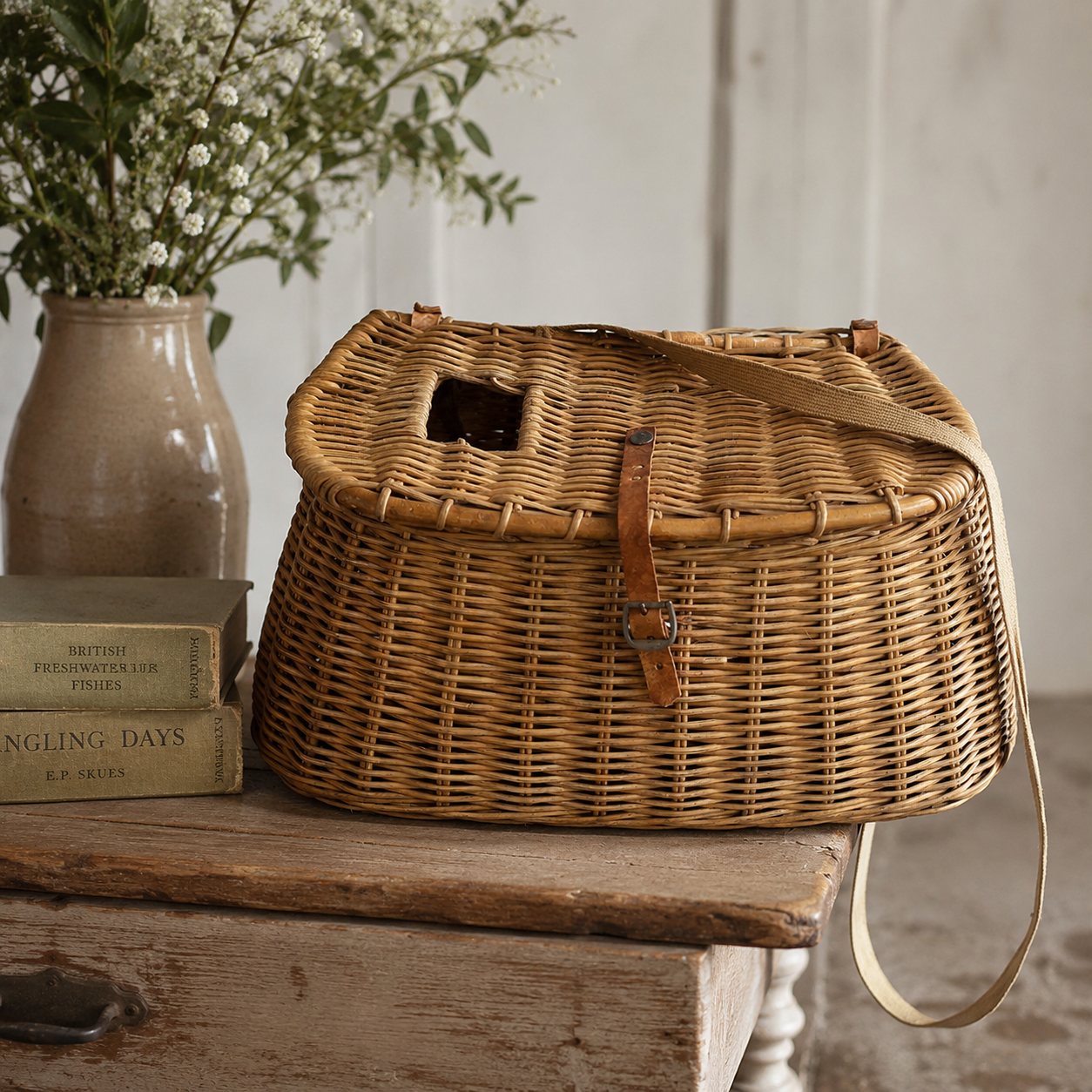Vintage Wicker Fishing Creel