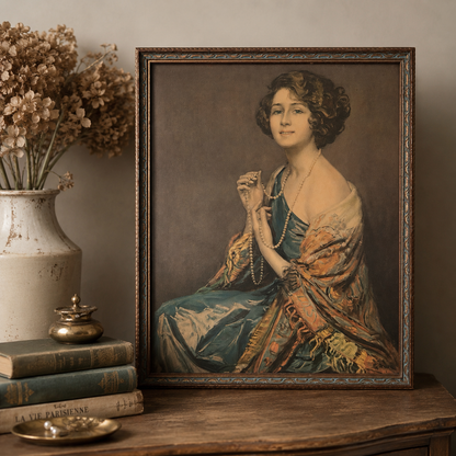 Vintage Framed Edwardian Lady Portrait Print