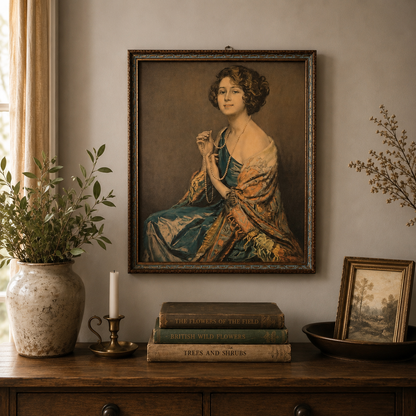 Vintage Framed Edwardian Lady Portrait Print