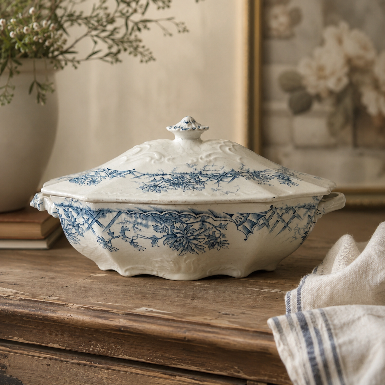 Antique English Ironstone Covered Serving Dish – Ashanti Pattern