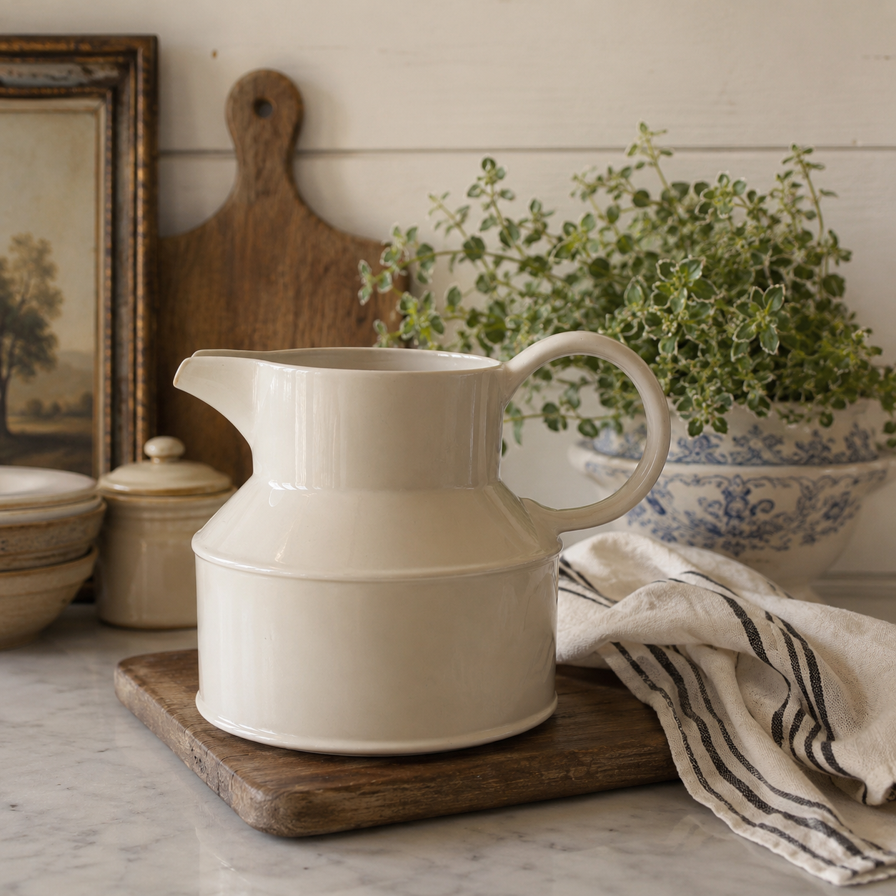 Vintage English White Ironstone Farmhouse Milk Jug | Made in England | 5” Pitcher