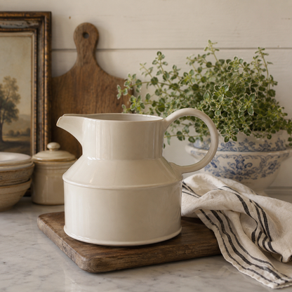 Vintage English White Ironstone Farmhouse Milk Jug | Made in England | 5” Pitcher