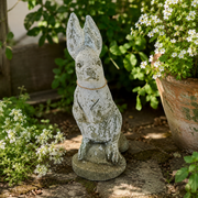 Vintage cast stone garden rabbit