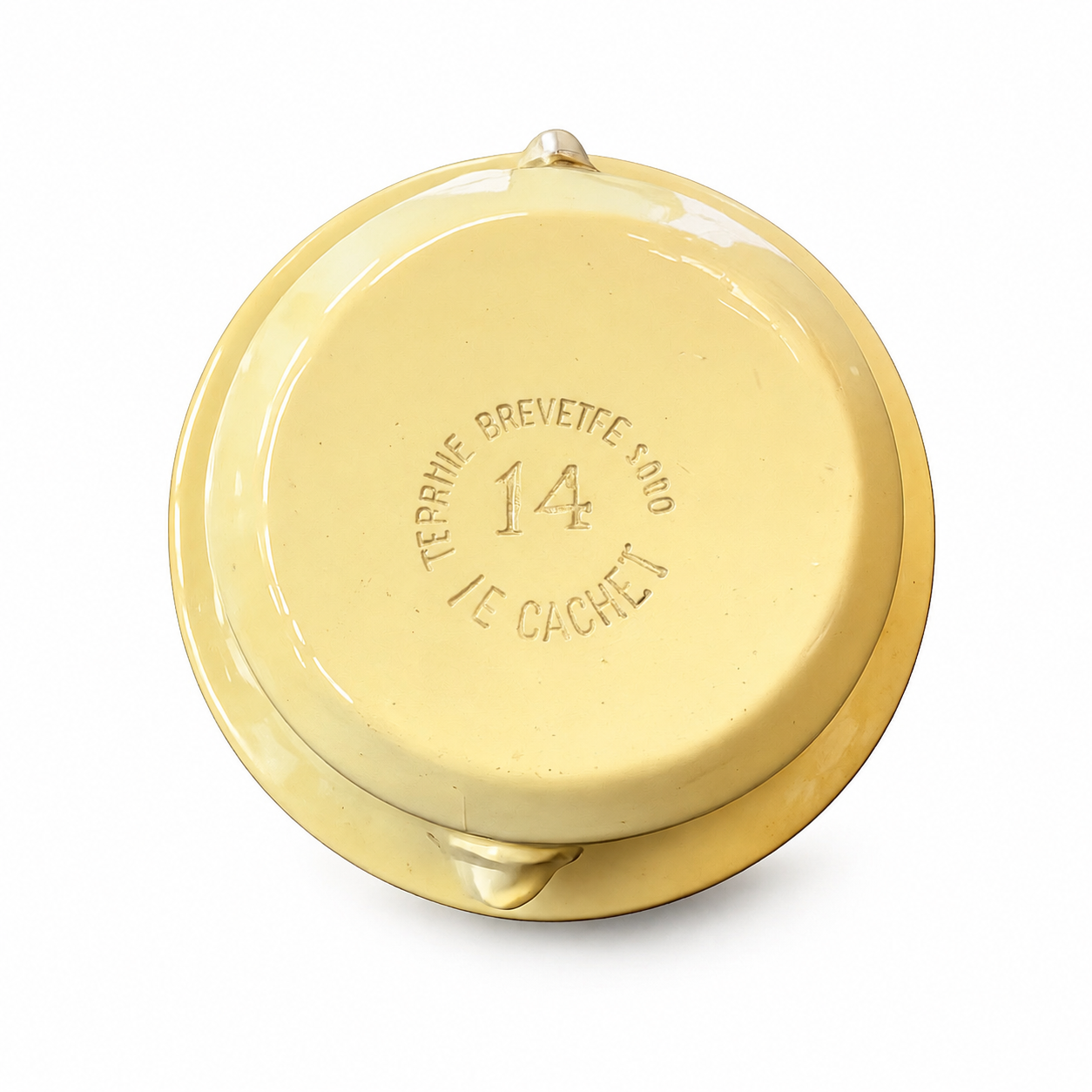 Vintage French Pale Yellow Stoneware Pâté Pot | Covered Foie Gras Terri