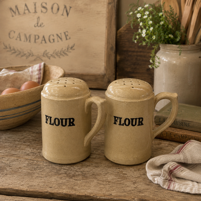 Vintage English Stoneware Flour Shaker