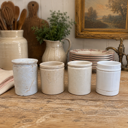 Antique English Stoneware Jam Jars - sold individually