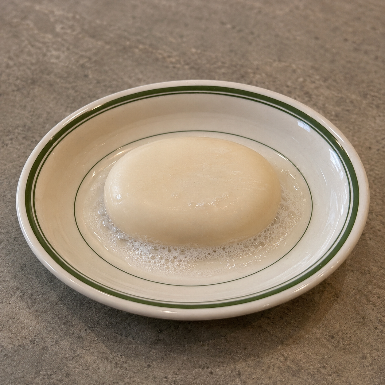 Vintage Wood & Sons Vitrified Ironstone Soap Dish – Green Band