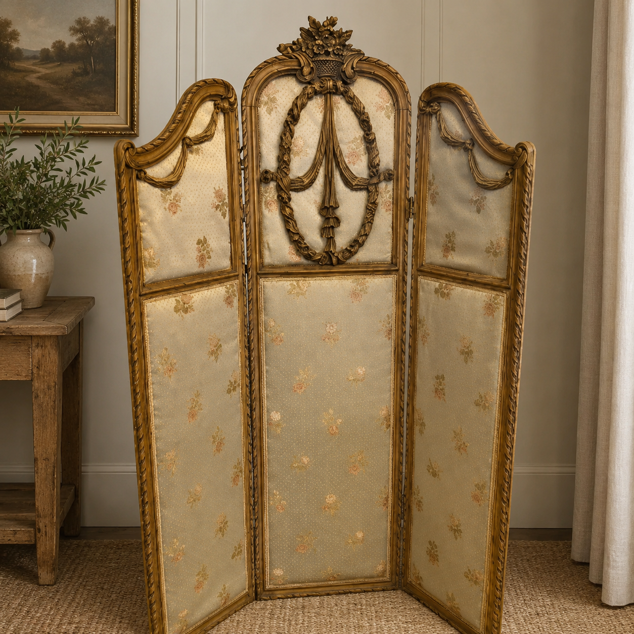 Antique Louis XVI Revival Folding Screen - France, circa 1880–1900