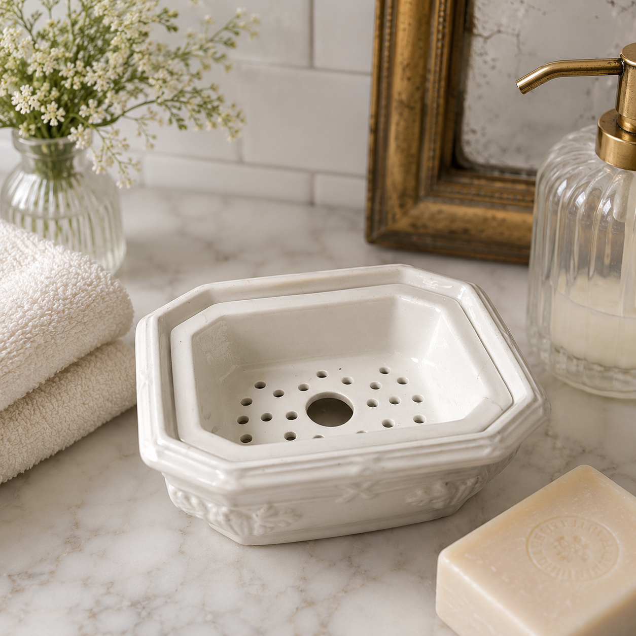 Antique Davenport Ironstone Covered Soap Dish with Insert – England, c. 1880–1900