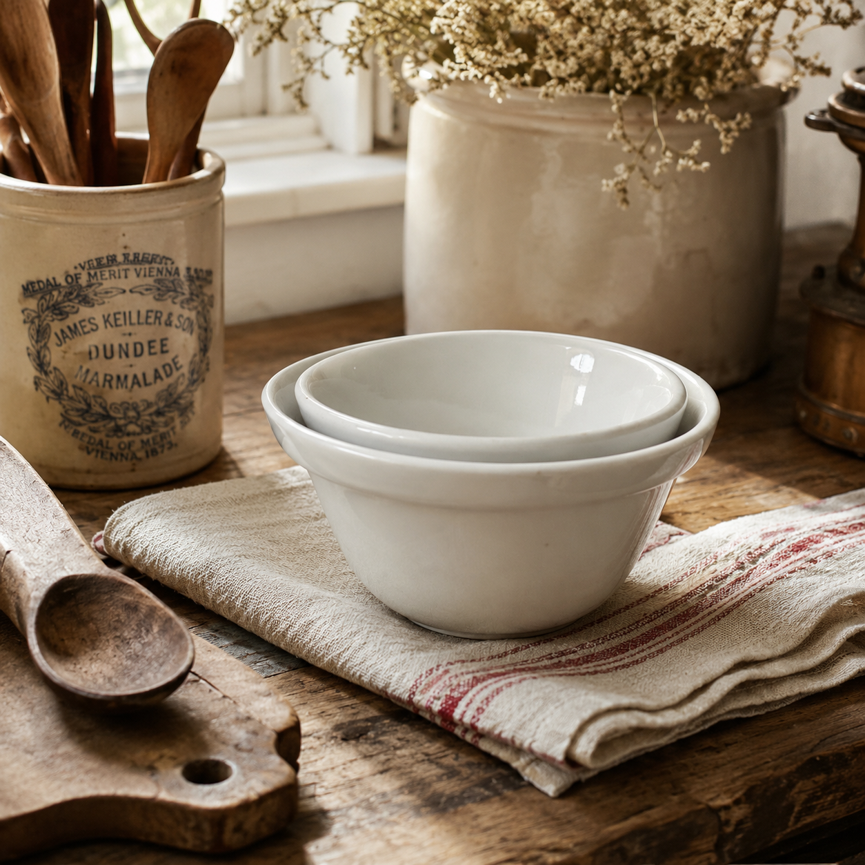 Vintage W. Adams & Sons Ironstone Nesting Bowls – Set of 2