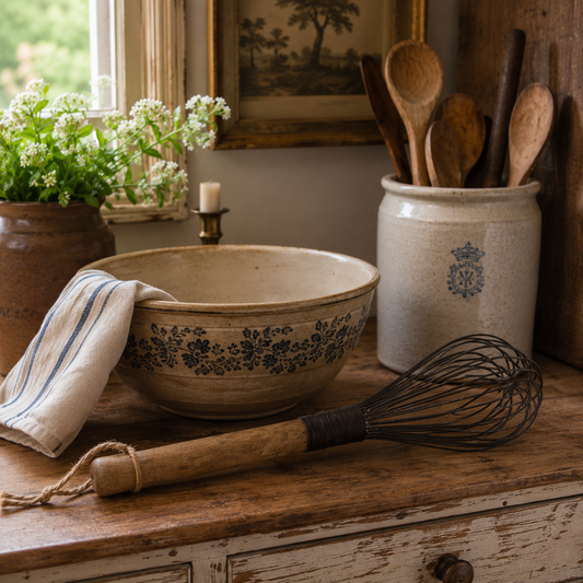 Vintage French Wooden Handled Wire Whisk | French Farmhouse Kitchenalia