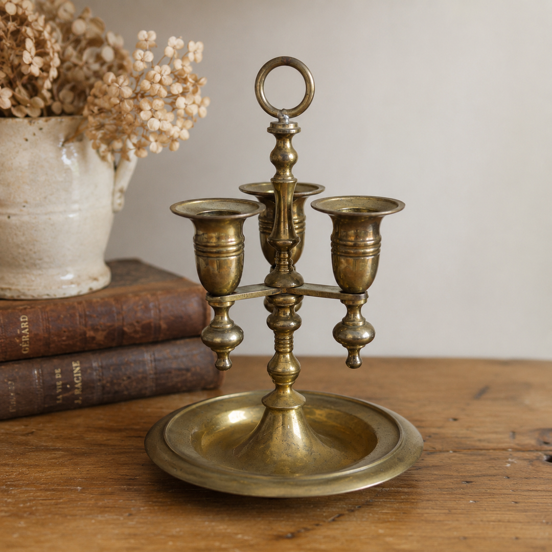 Antique Brass Three-Light Chamberstick
