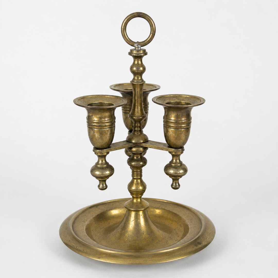 Antique Brass Three-Light Chamberstick