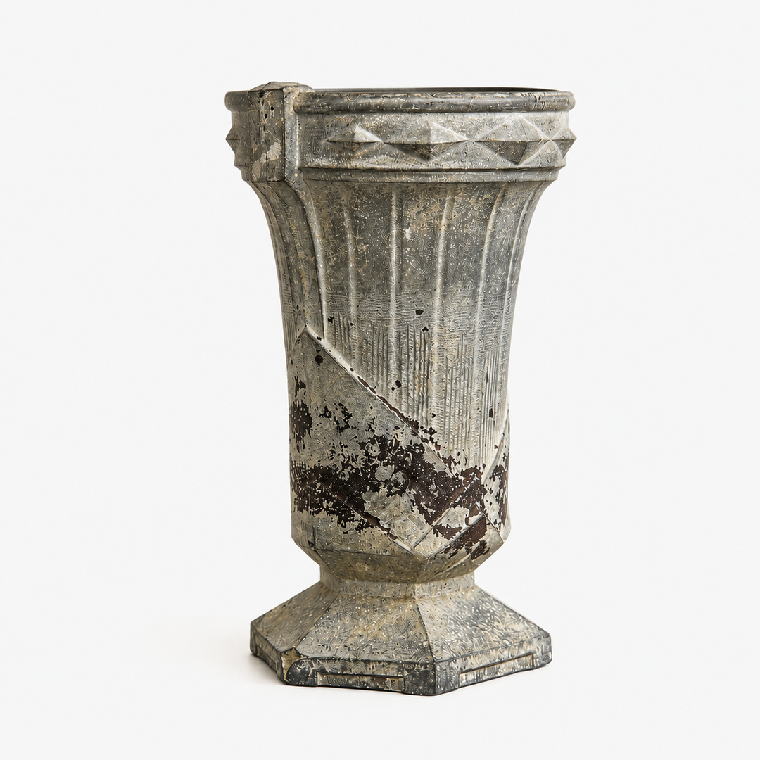 Antique French Cast Iron Garden Urn - Era: Late 19th–early 20th century