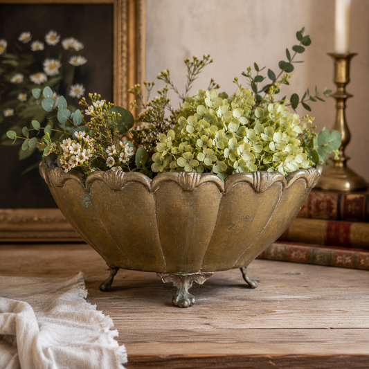 Vintage Scalloped Brass Jardiniere