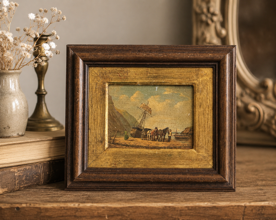 Antique French Framed Coastal Scene | c.1900
