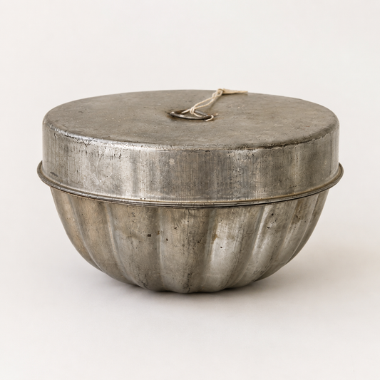Vintage Fluted Metal Pudding Mould with Lid