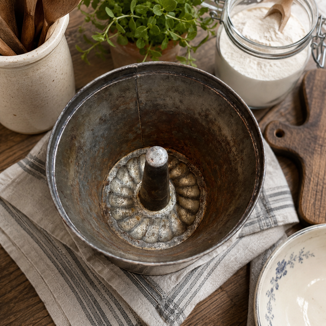 Vintage Metal Pudding Mould with Lid