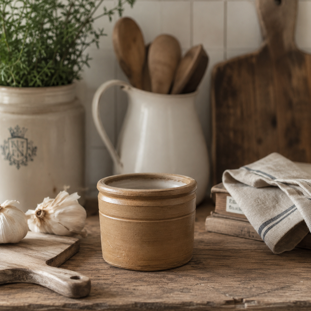 Vintage French Glazed Stoneware Pot