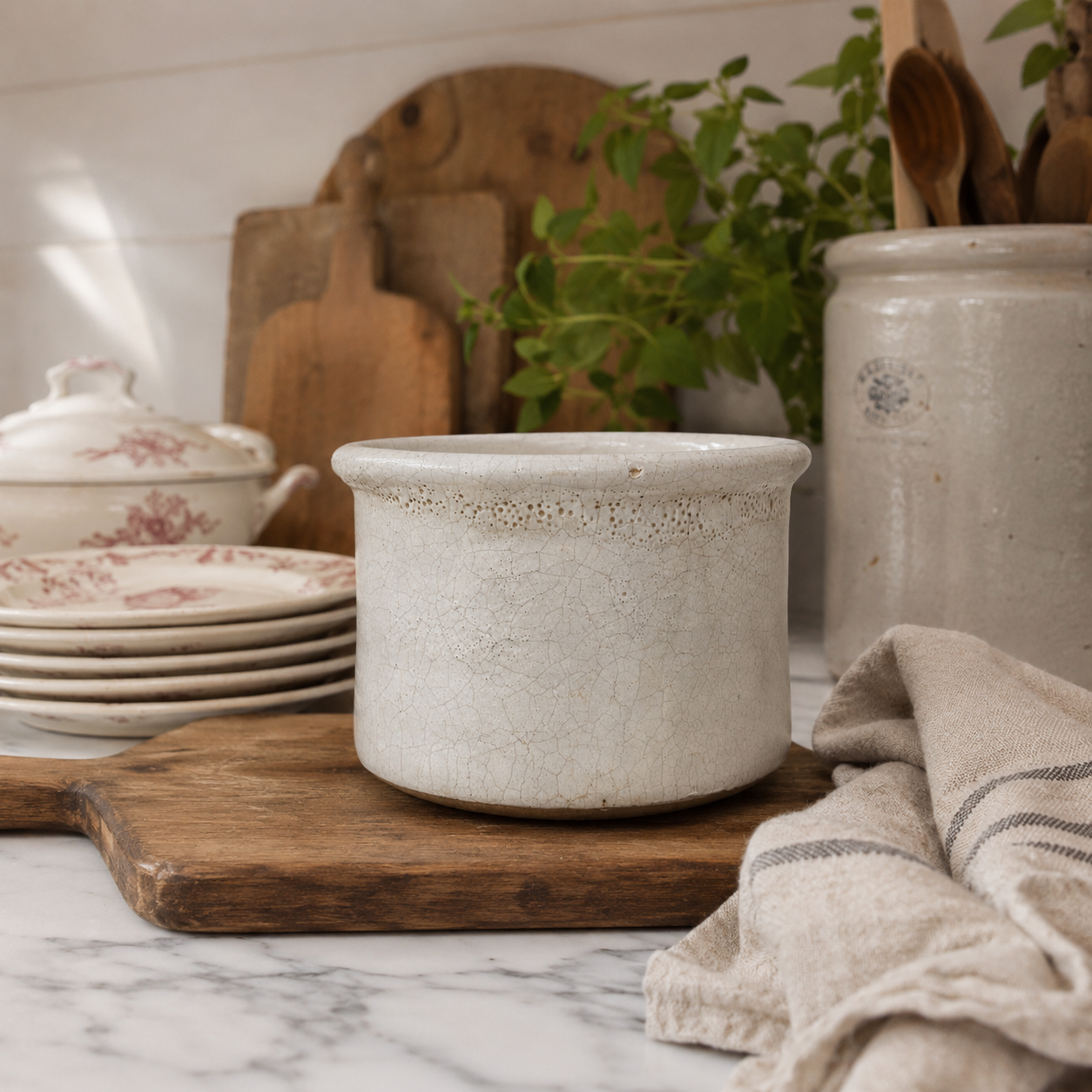 Vintage French Glazed Stoneware Crock