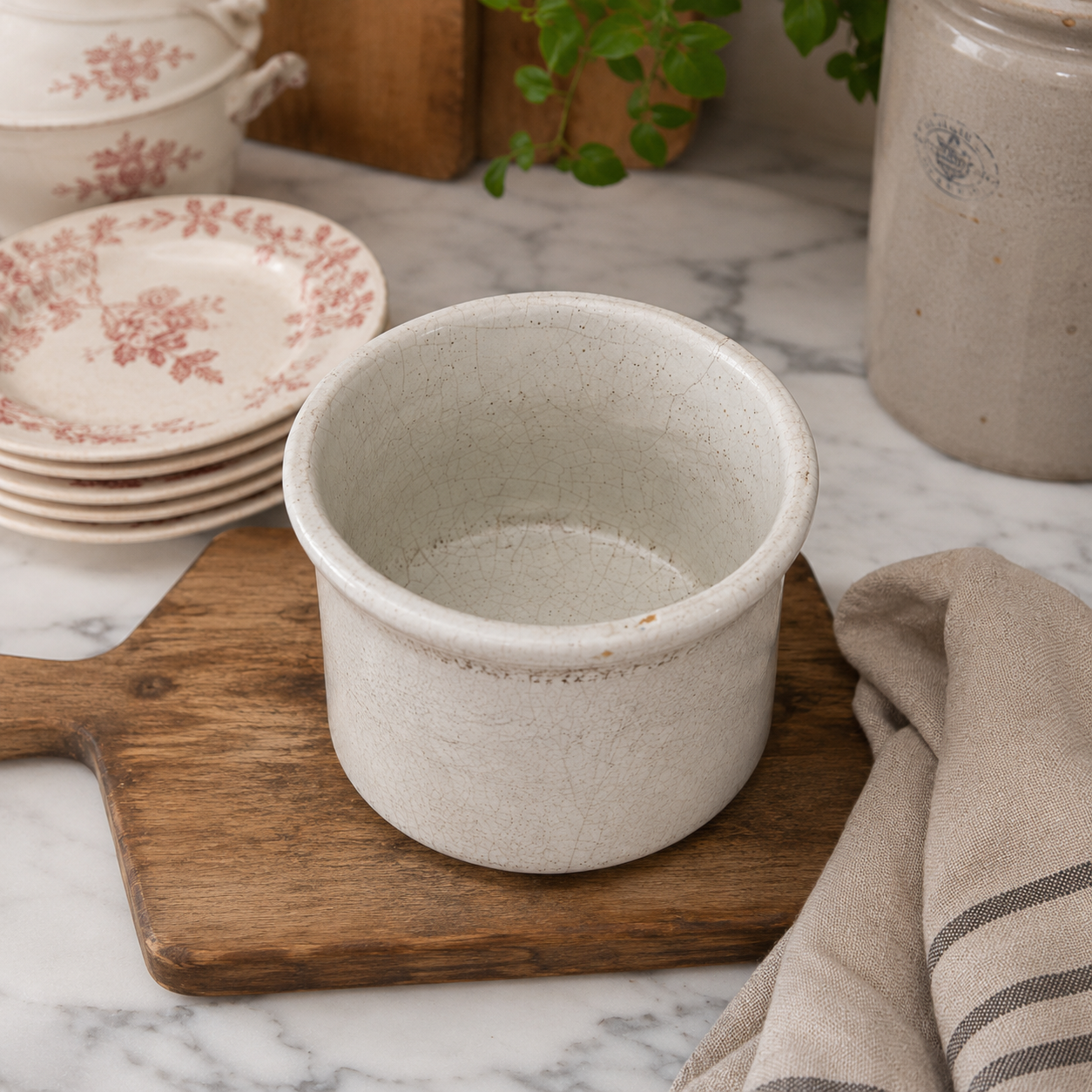 Vintage French Glazed Stoneware Crock