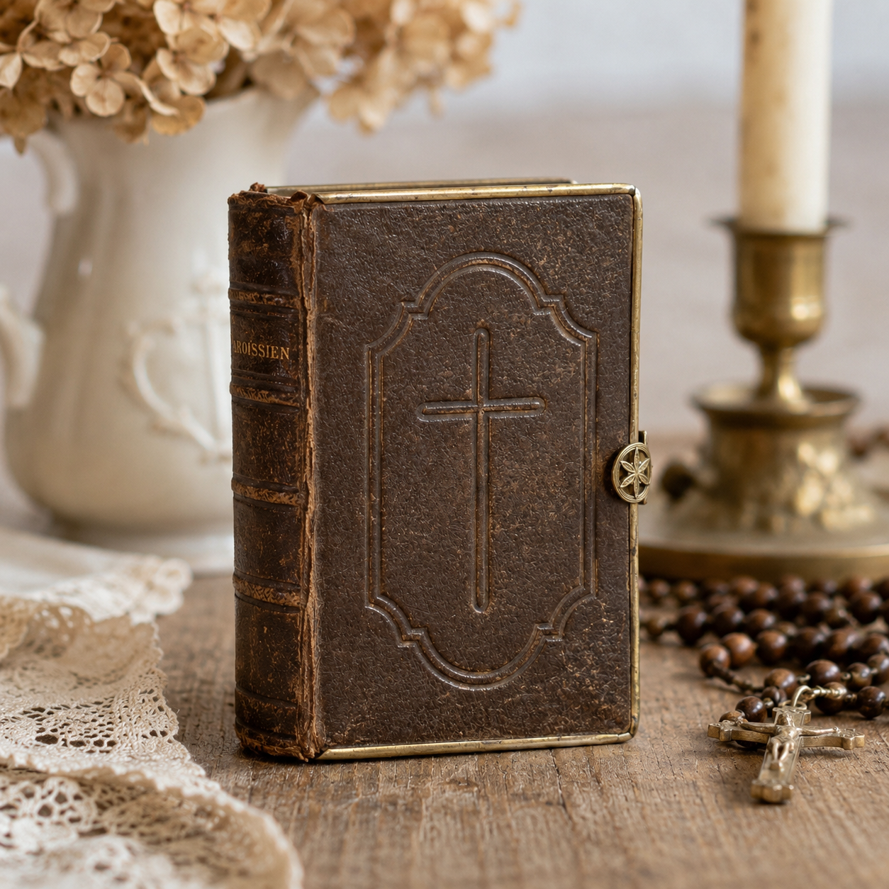 Antique French Leather Paroissien Romain Prayer Book | c.1880