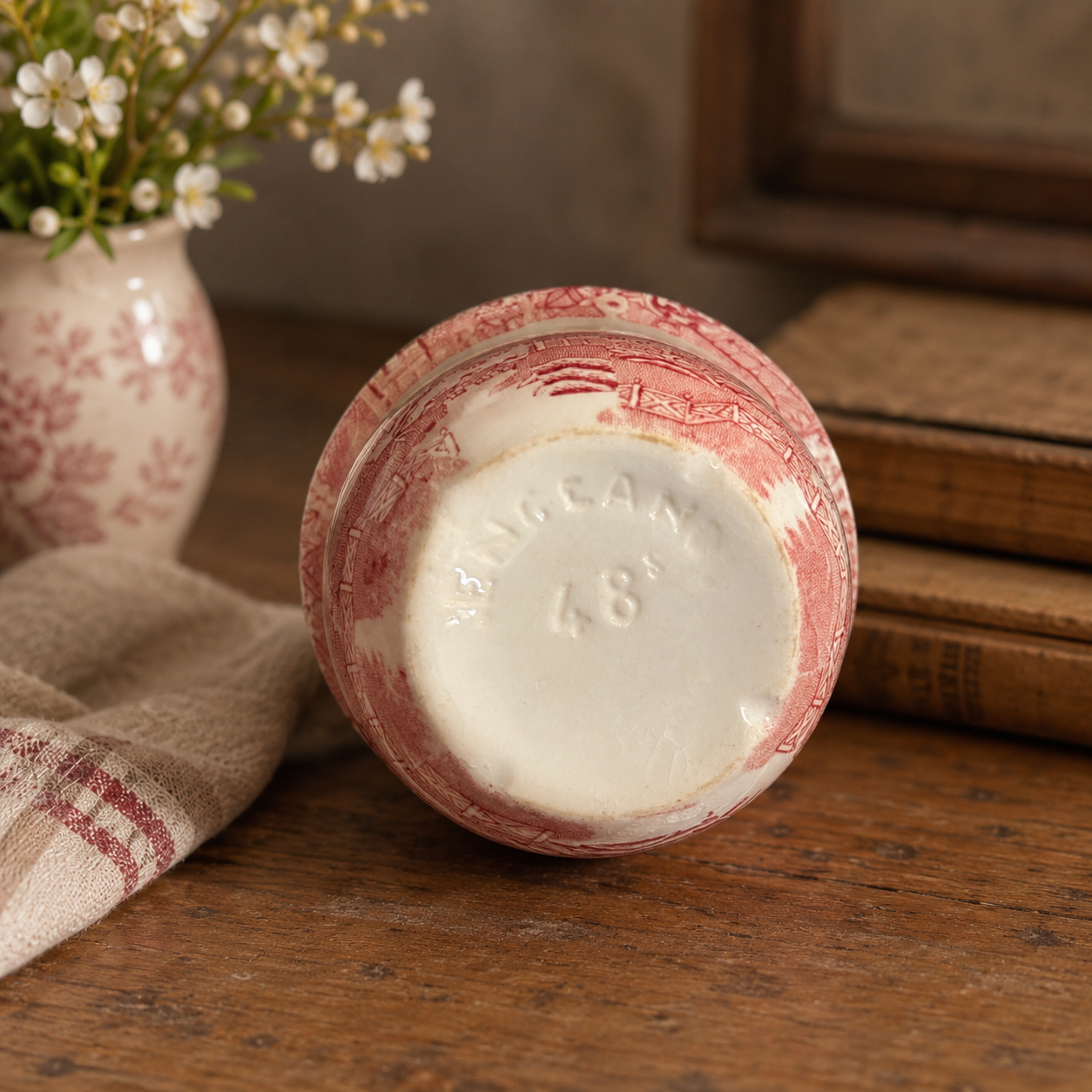 Vintage Pink Willow Transferware Open Sugar Bowl