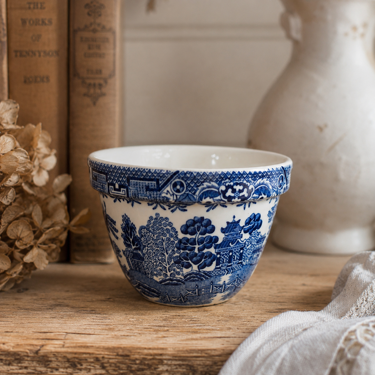 Antique Blue Willow Open Sugar Bowl c. 1890–1910 | England