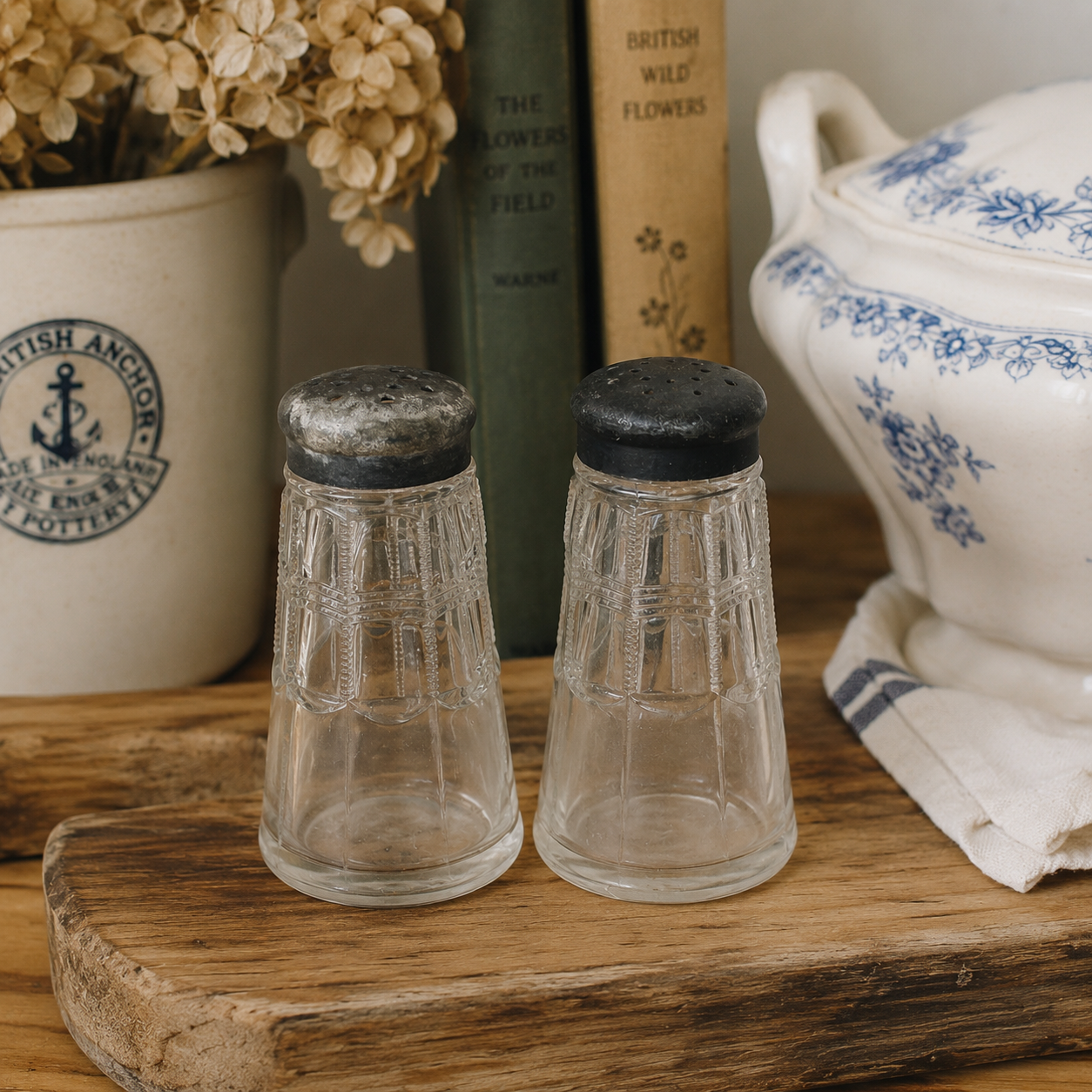 Vintage pressed glass salt & pepper shakers