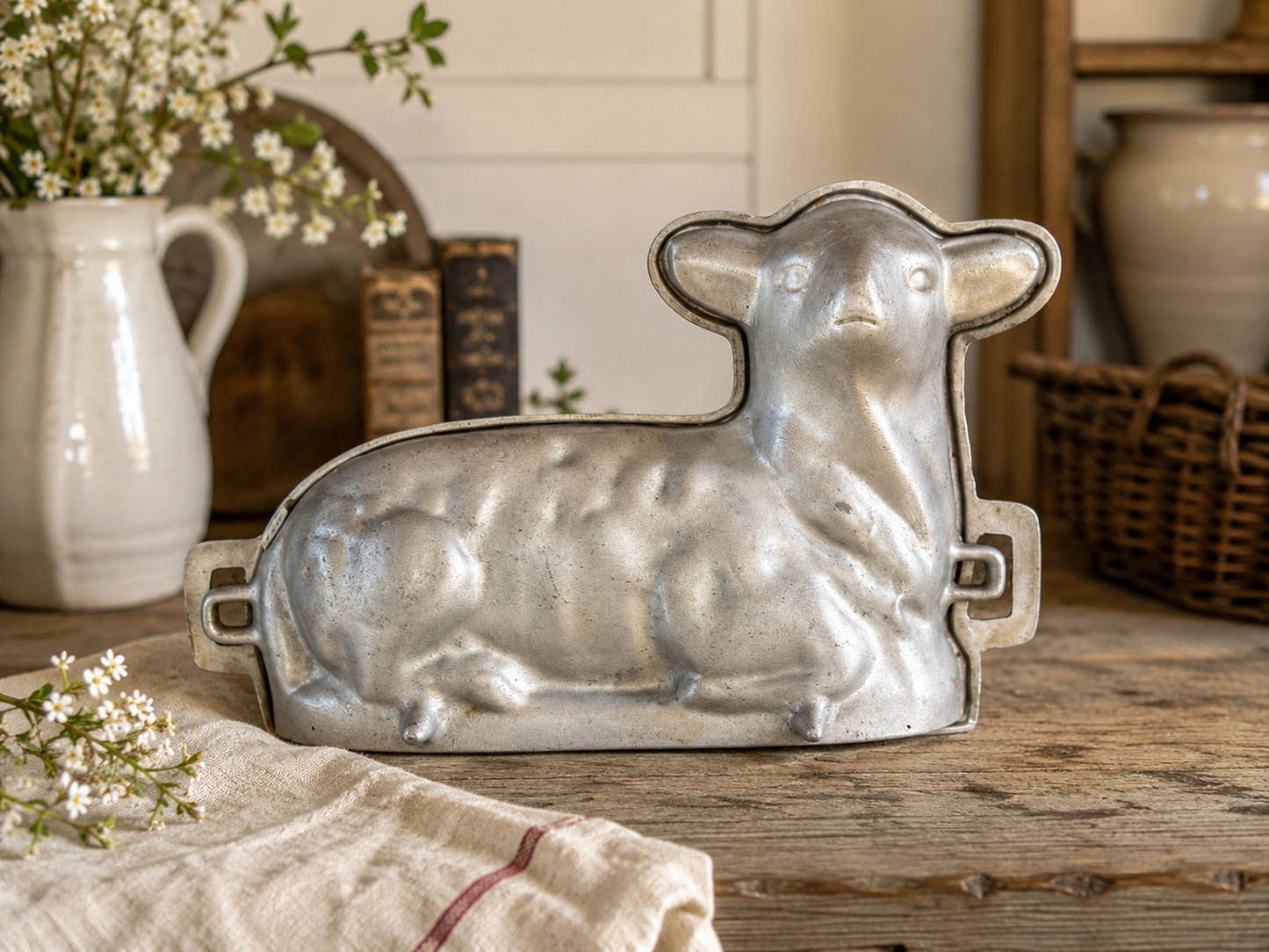 Large vintage lamb cake mould