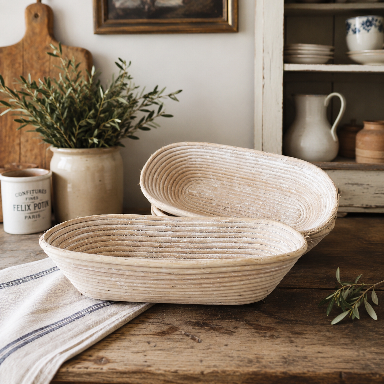 French Vintage Rattan Bread Proofing Baskets (Bannetons)