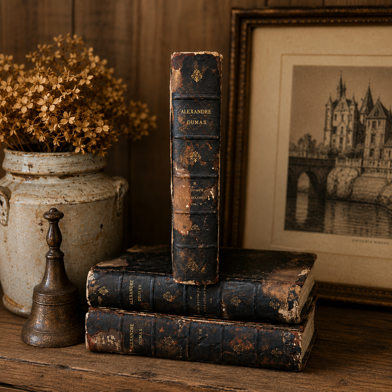 Antique Alexandre Dumas Leather Bound Volumes | c. 1900