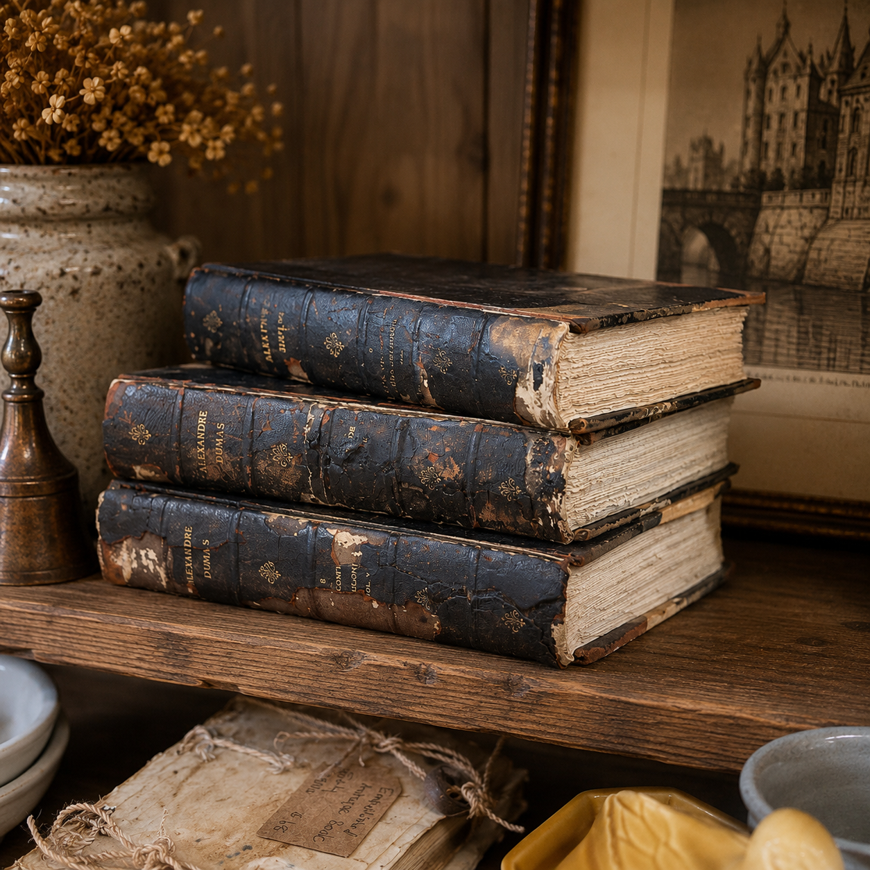 Antique Alexandre Dumas Leather Bound Volumes | c. 1900