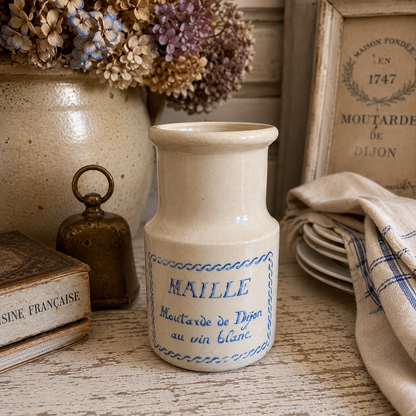 Vintage French Maille Dijon Mustard Stoneware Jar