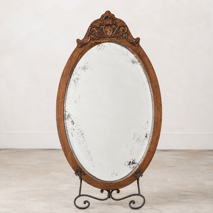 Antique Victorian Oval Beveled Wall Mirror | c.1900