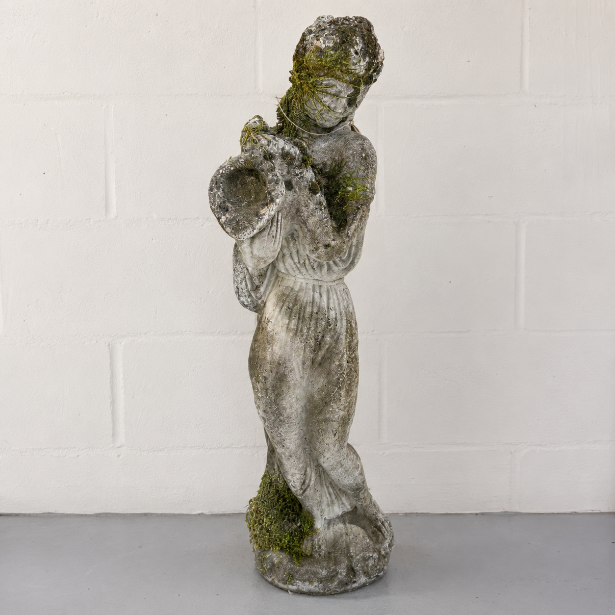 Vintage Cast stone garden maiden