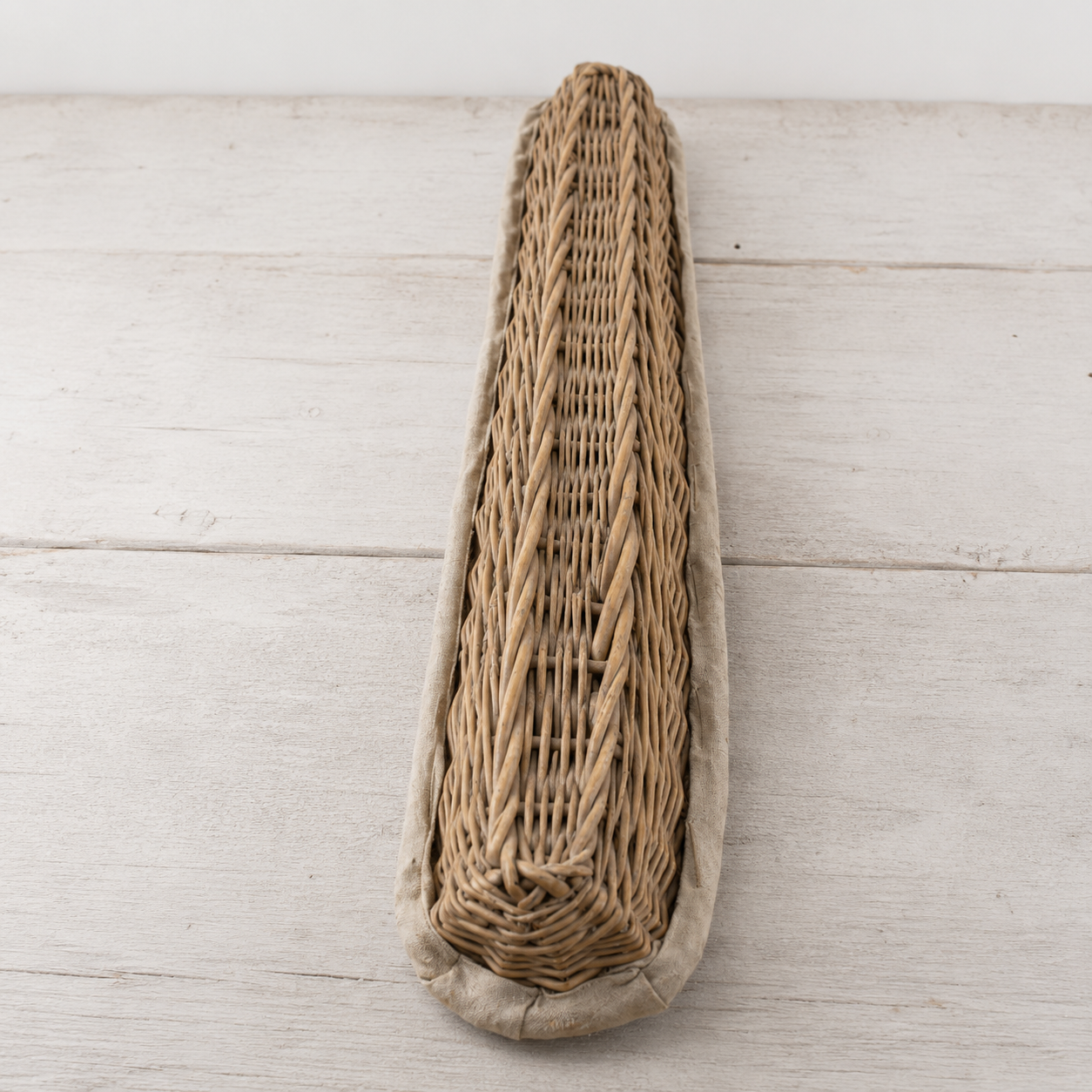 Vintage French Baguette Proofing Basket with Original Linen Liner