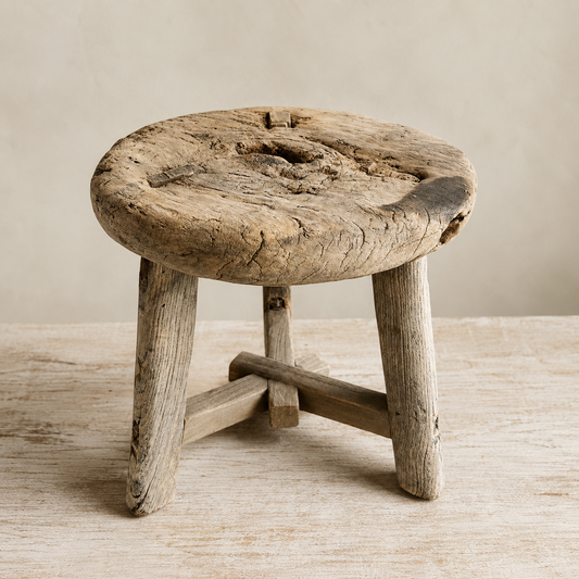 Vintage Mini Round Wooden Stools