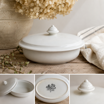 Antique English Ironstone Covered Butter Dish by J. & G. Meakin | England, circa 1890–1915