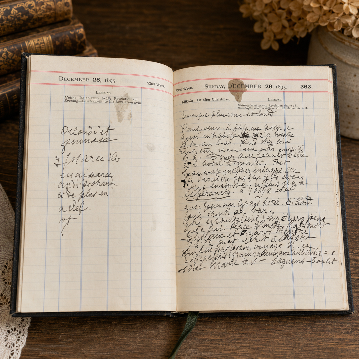 Antique 1895 Victorian Official Diary | Handwritten French Journal