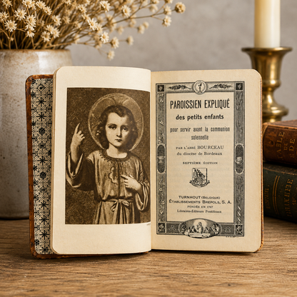 Vintage French Leather First Communion Prayer Book | Paroissien Expliqué | Circa 1930