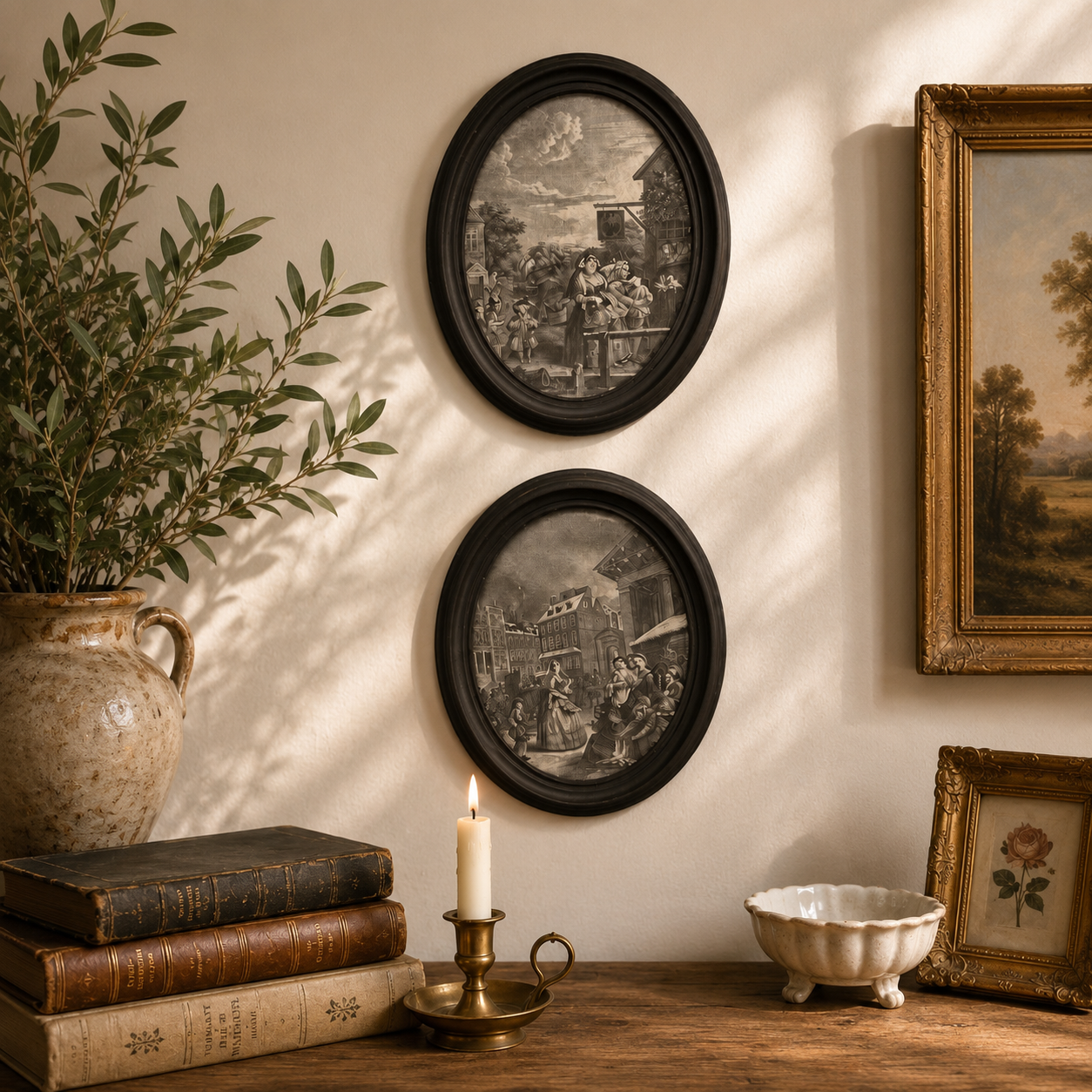 Vintage English Hogarth-Style Framed Prints