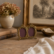 Vintage Petite Brass Double Oval Photo Frame