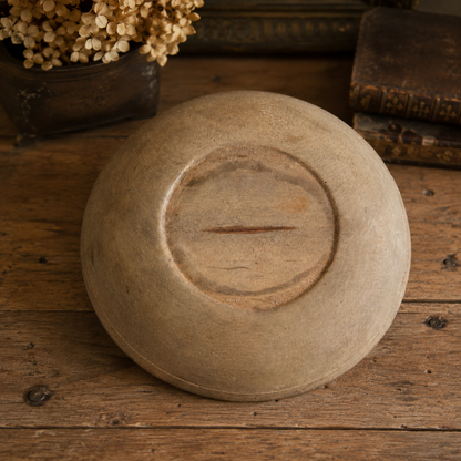 Antique Hand-Turned Wooden Butter Bowl | Primitive Farmhouse Kitchen Decor
