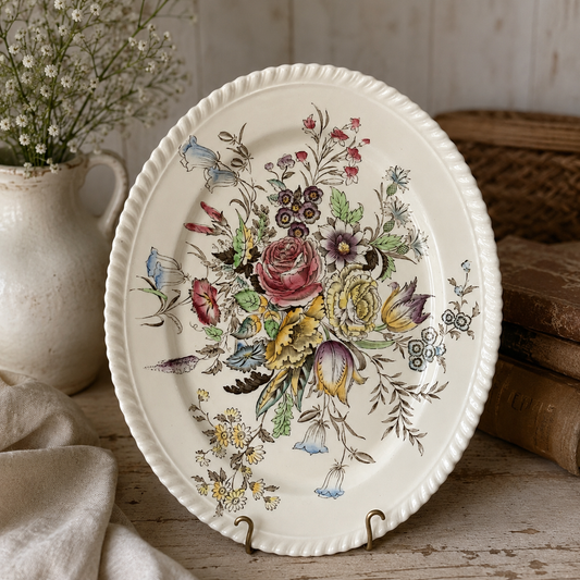 Vintage Johnson Bros. Garden Bouquet Oval Serving Platter | Windsor Ware | England | 11” x 9”