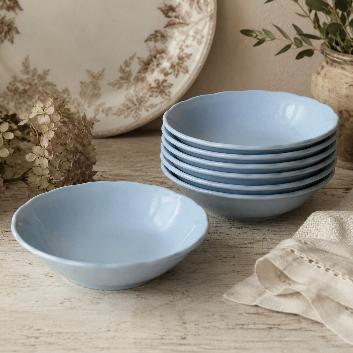 Vintage Grindley “Lupin Petal” Bowls – Set of 7 | Made in England