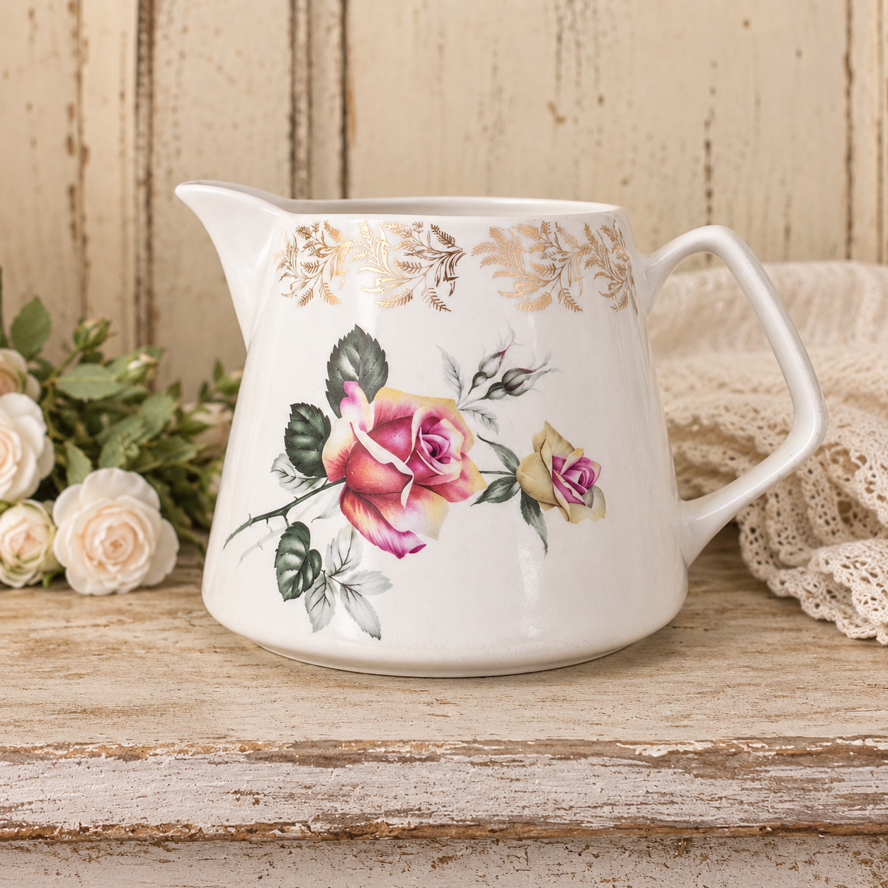 Vintage Lord Nelson Pottery Rose Milk Jug