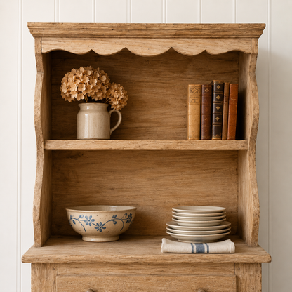 Antique French Provincial Oak Buffet with Plate Rack
France, circa 1880–1910