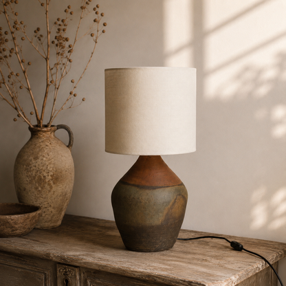 Louis X Vintage Pot Lamp - Drum Shade