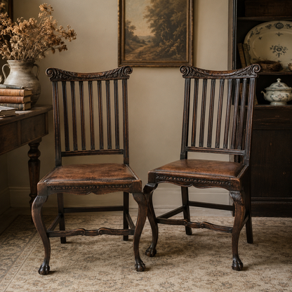 Pair of English George II Revival Oak Dining Chairs
Hewetson, Milner & Thexton Ltd., London
Circa 1905–1915